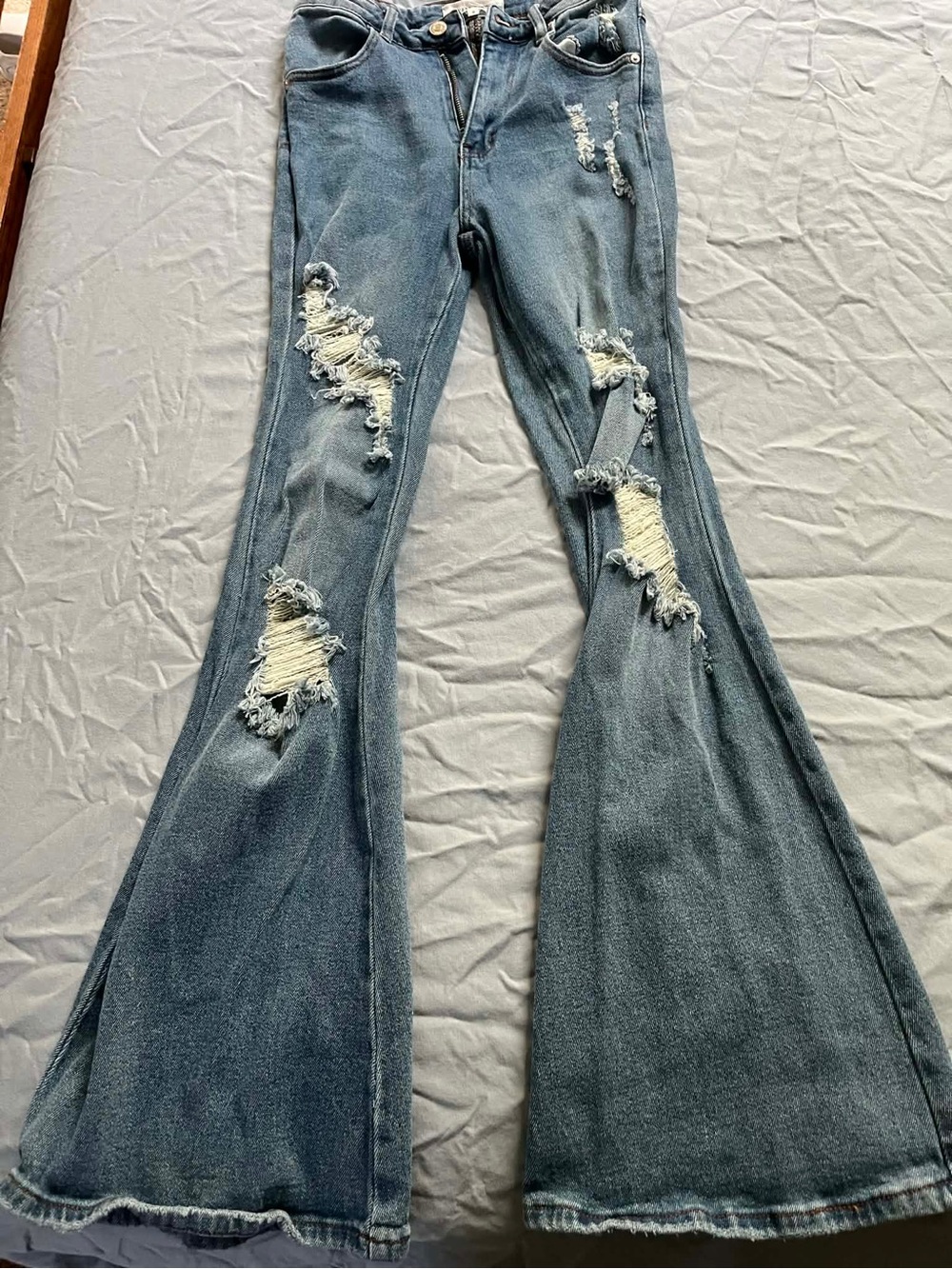 Almost Famous Distressed Dark Blue Flare Jeans